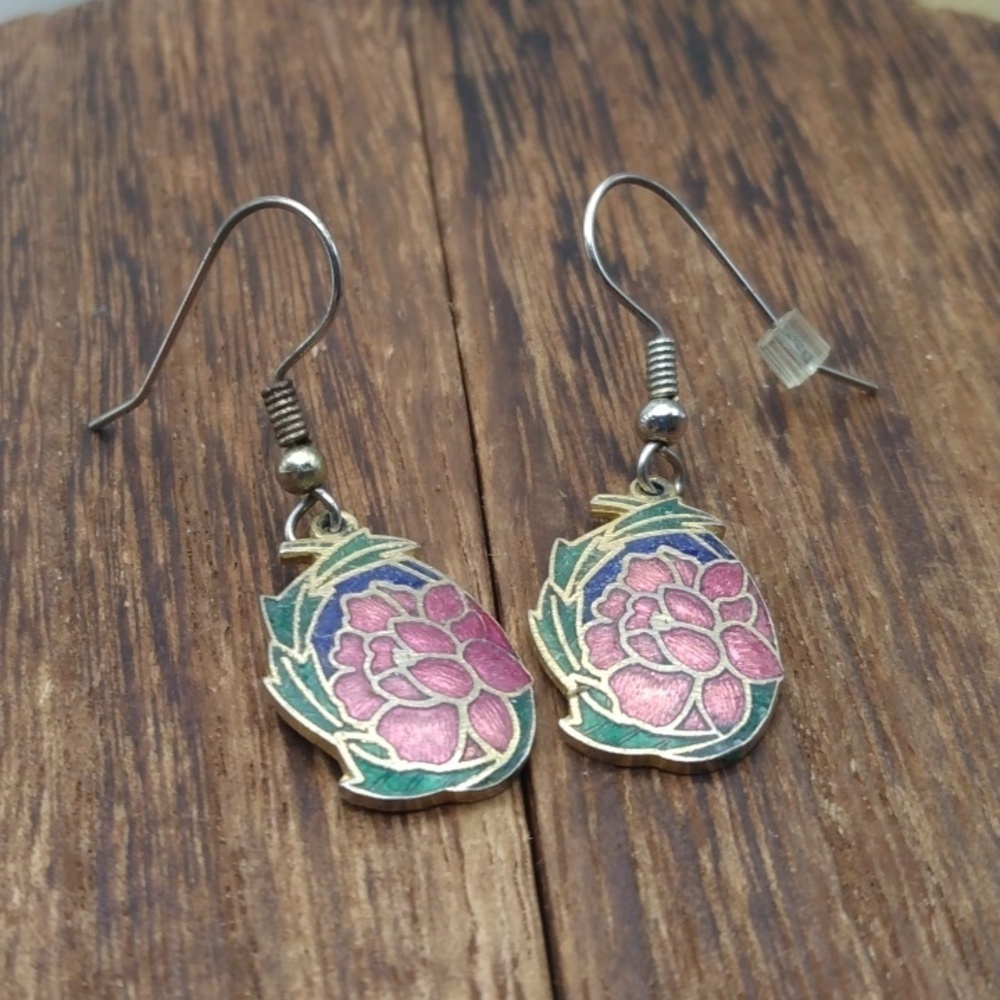 Spanish rose closionne flower earrings floral E510